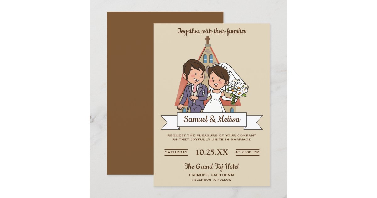 かわいい新郎新婦カップル結婚式招待状 招待状 Zazzle Co Jp