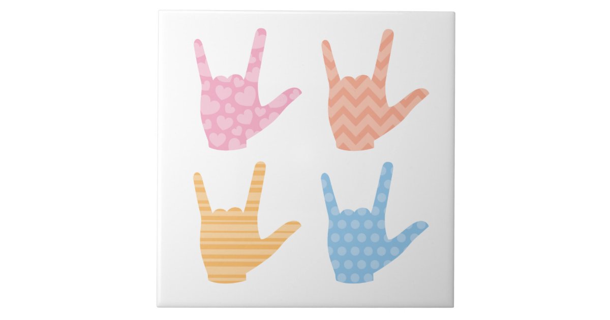 かわいい柄の手話好きなシンボルや象徴 タイル Zazzle Co Jp かわいい柄の手話好きなシンボルや象徴 タイル Zazzle Co Jp