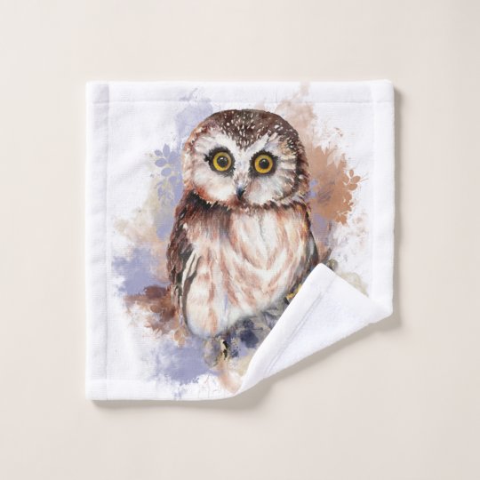かわいい水彩フクロウ鳥自然アート ウォッシュタオル Zazzle Co Jp