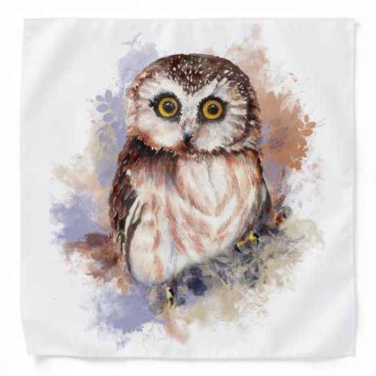 かわいい水彩画のフクロウの鳥の自然の芸術 バンダナ Zazzle Co Jp