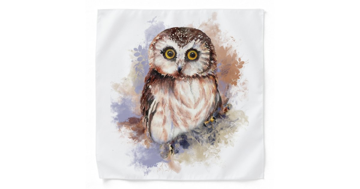 かわいい水彩画のフクロウの鳥の自然の芸術 バンダナ Zazzle Co Jp