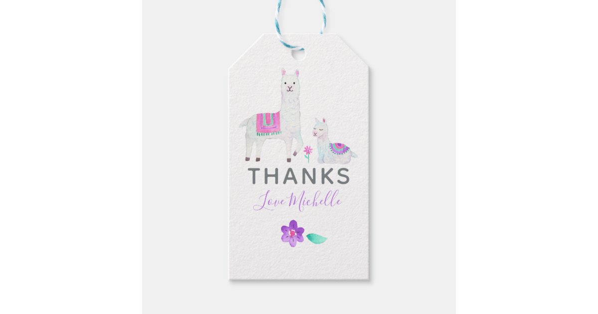 かわいい水彩画のラマのテーマのベビーシャワーは感謝していしています ギフトタグ Zazzle Co Jp