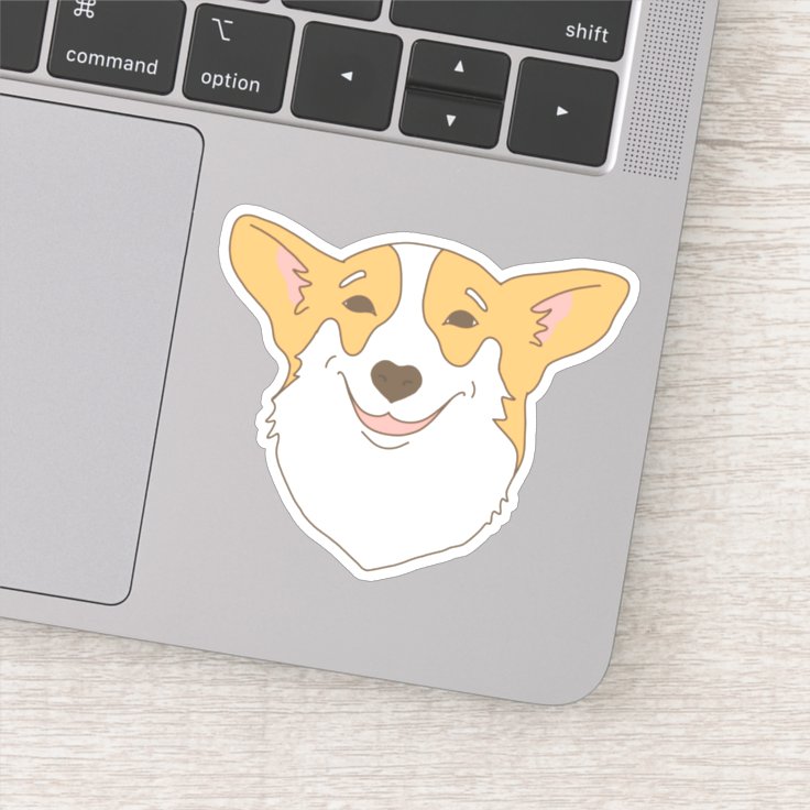 かわいい犬の顔のスケッチのコーギーの微笑 シール Zazzle Co Jp