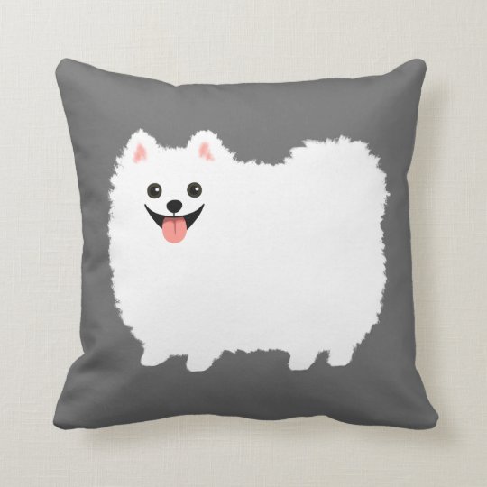 かわいい白いポメラニア犬ふわふわハッピードッグ クッション Zazzle Co Jp