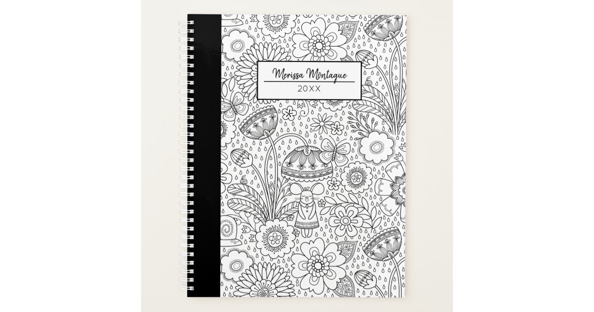 かわいい白黒の花柄 プランナー手帳 Zazzle Co Jp かわいい白黒の花柄 プランナー手帳 Zazzle Co Jp