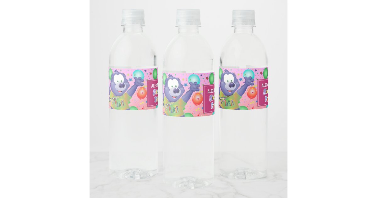 かわいい紫の怪獣少女誕生パーティー ペットボトルラベル Zazzle Co Jp