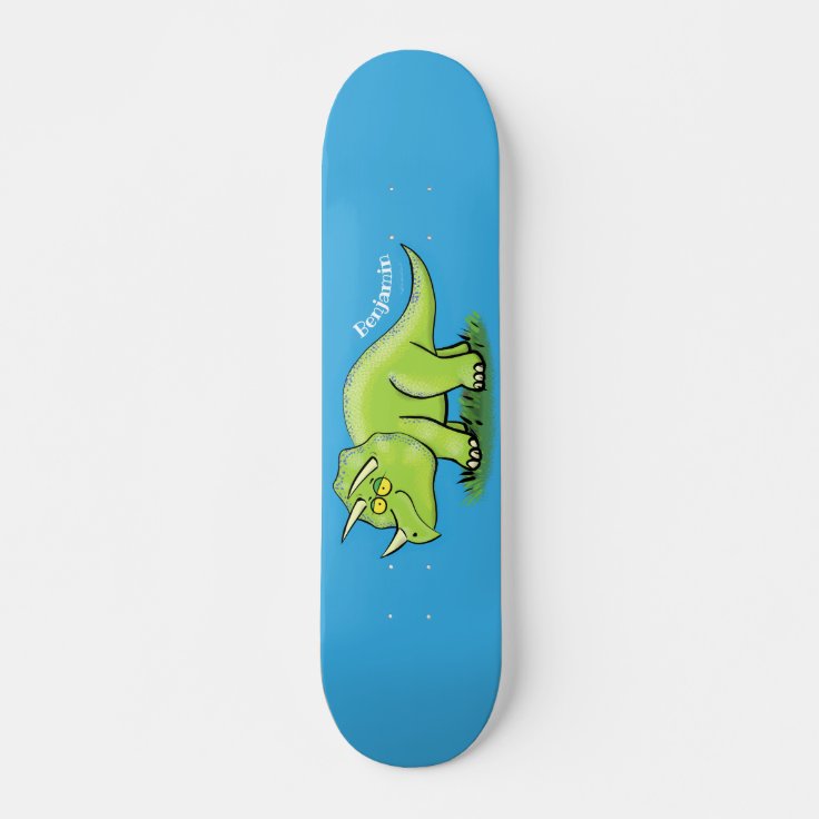 かわいい緑のトリケラトプス恐竜の漫画 スケートボード Zazzle Co Jp