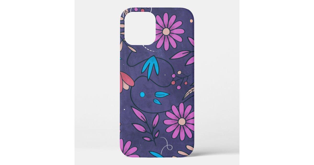 かわいい花柄の紫グランジの背景 Case Mate Iphoneケース Zazzle Co Jp