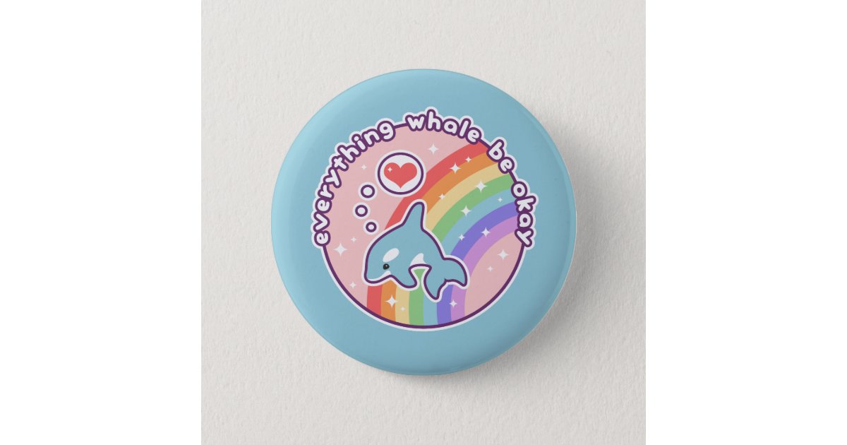 かわいい虹のクジラ 缶バッジ Zazzle Co Jp
