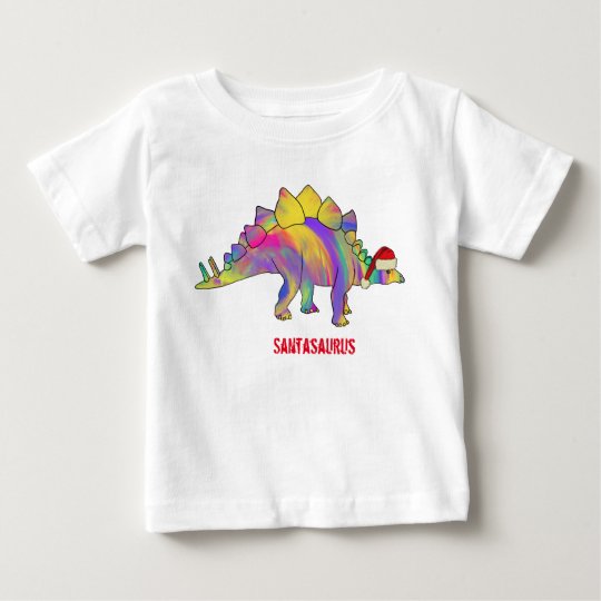 かわいい虹のステゴサウルスサンタクリスマス恐竜 ベビーtシャツ Zazzle Co Jp