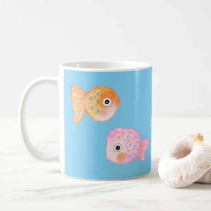 かわいい金魚かわいいおもしろい魚名前をカスタムする コーヒーマグカップ Zazzle Co Jp