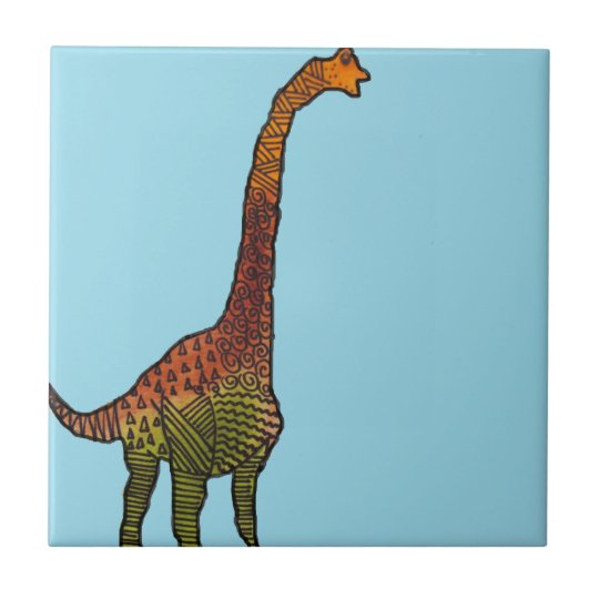 かわいい青はブラキオサウルスの恐竜の芸術をからかいます タイル Zazzle Co Jp