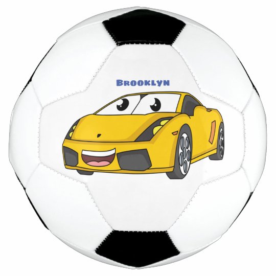 かわいい黄色のスポーツカーアニメ サッカーボール Zazzle Co Jp
