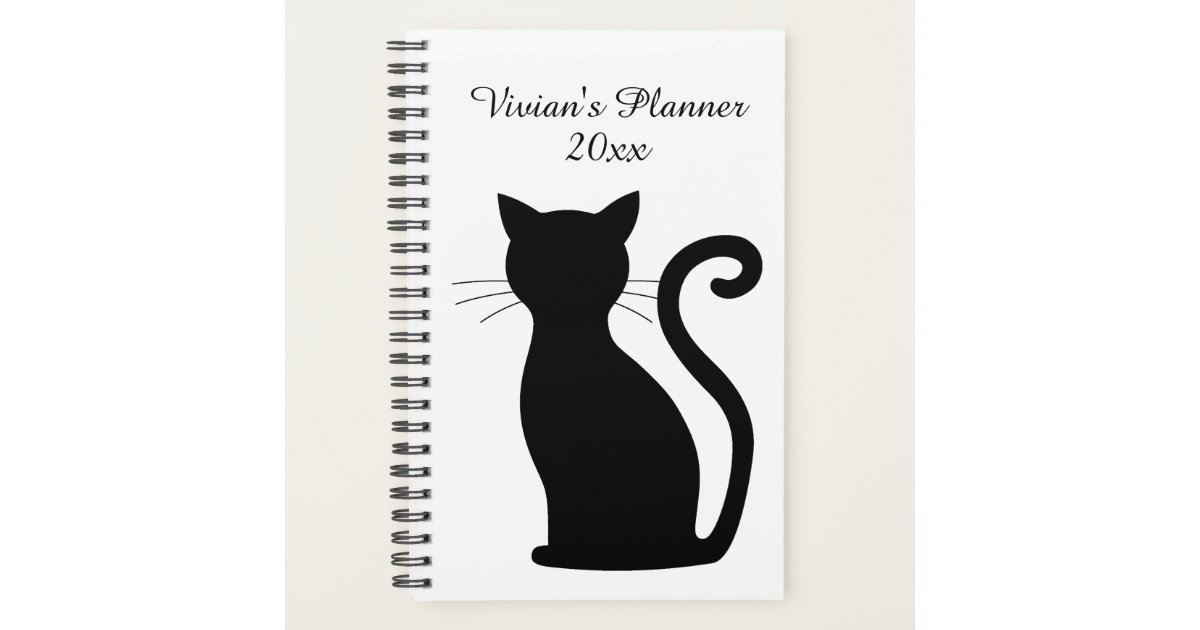 かわいい黒お洒落猫のシルエット プランナー手帳 Zazzle Co Jp