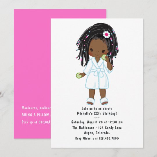 かわいい黒人少女スパのお誕生日会 招待状 Zazzle Co Jp