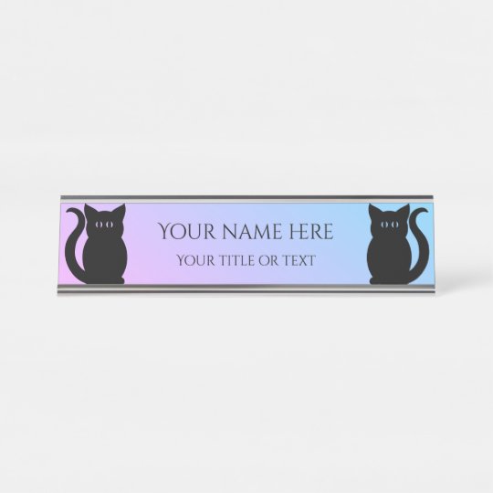 かわいい黒猫の勾配の背景あなたの名前 デスクネームプレート Zazzle Co Jp かわいい黒猫の勾配の背景あなたの名前 デスクネームプレート Zazzle Co Jp