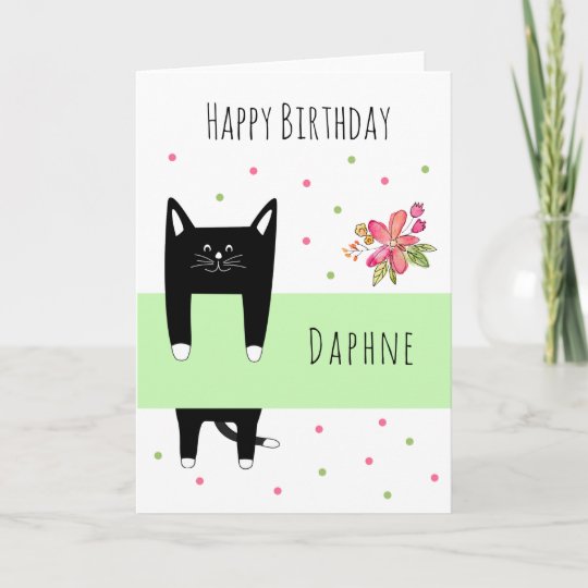 かわいい黒猫誕生日がよくなる文字 カード Zazzle Co Jp