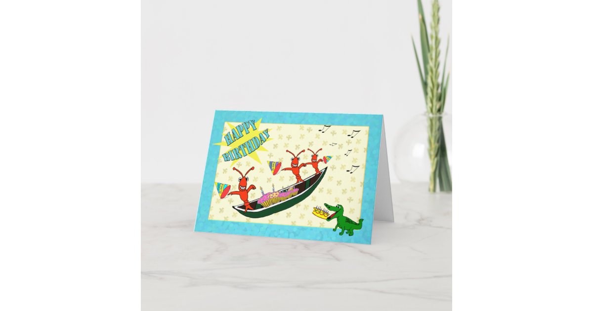 かわいいcrawfishおよびわにハッピーバースデー カード Zazzle Co Jp