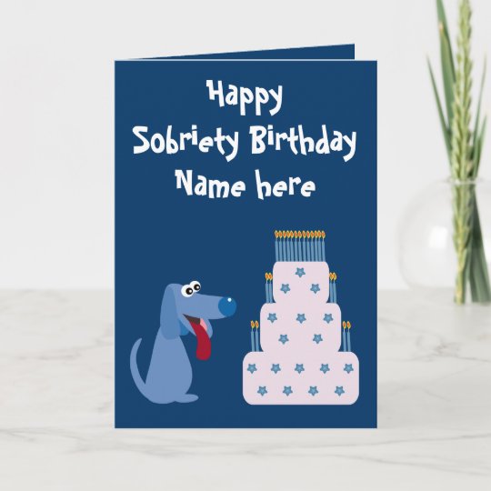 かわいくカスタマイズ可能な犬及びケーキの節酒の誕生日 カード Zazzle Co Jp