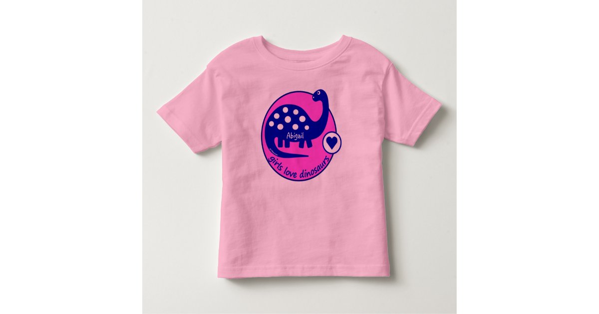 かわいくシンプルで明るいピンクの女の子の恐竜 ディーノ トドラーtシャツ Zazzle Co Jp