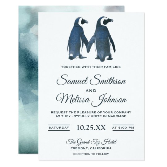 かわいくロマンチックなカップルのペンギンの結婚式招待状 招待状 Zazzle Co Jp かわいくロマンチックなカップルのペンギンの結婚式招待状 招待状 Zazzle Co Jp
