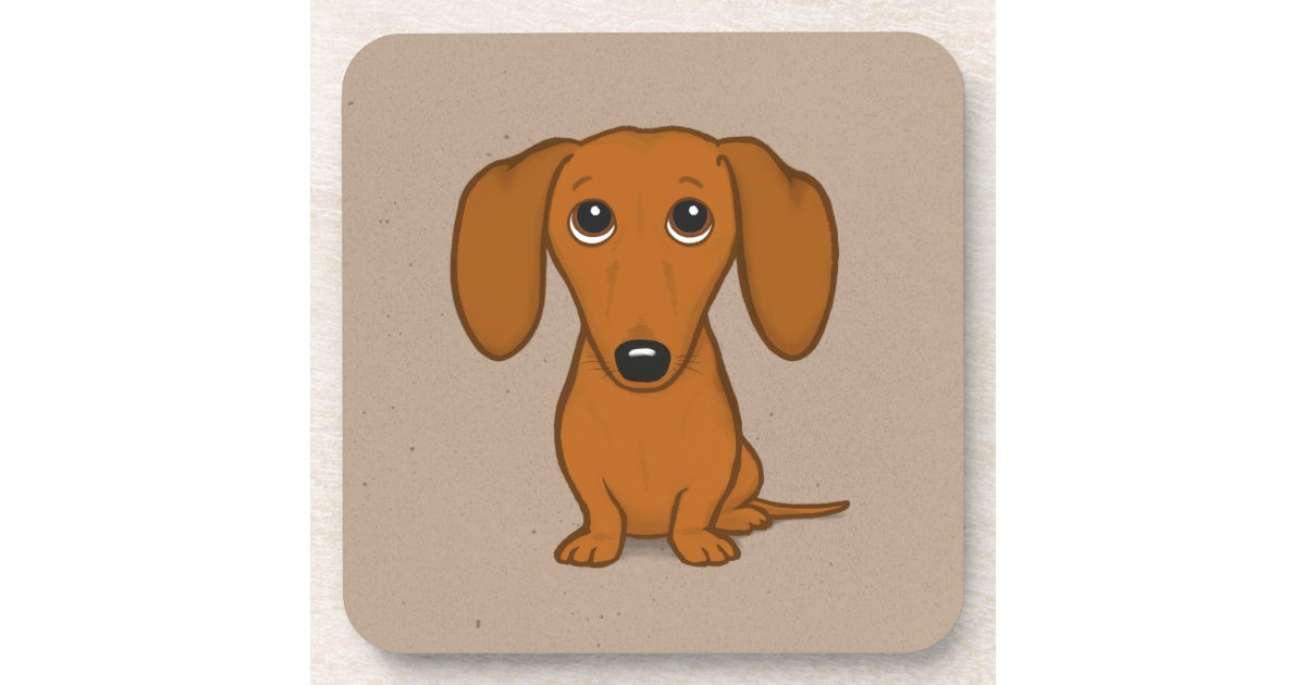 かわいく赤いダックスフント のおもしろいな漫画のウインナー犬 コースター Zazzle Co Jp