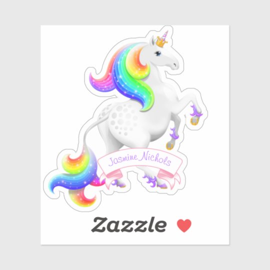 かわいらしいプリンセスの虹のユニコーン シール Zazzle Co Jp