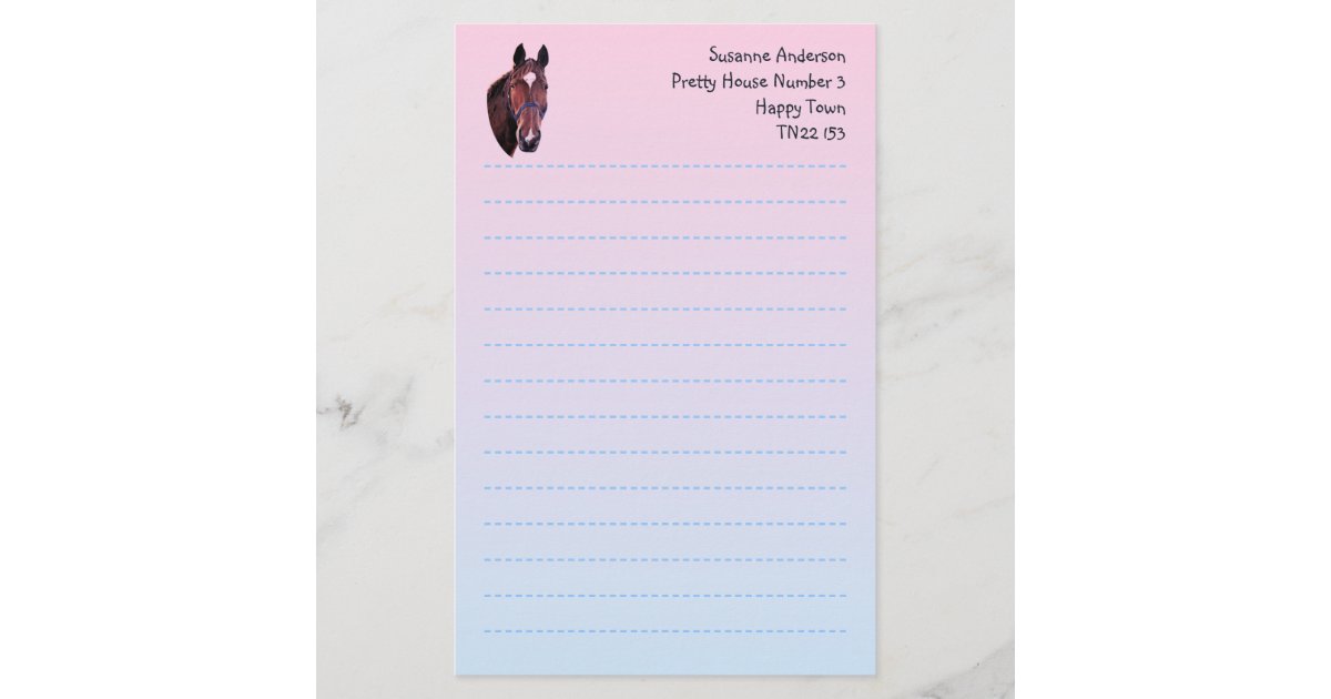 かわいらしい馬の筆記用紙 便箋 Zazzle Co Jp
