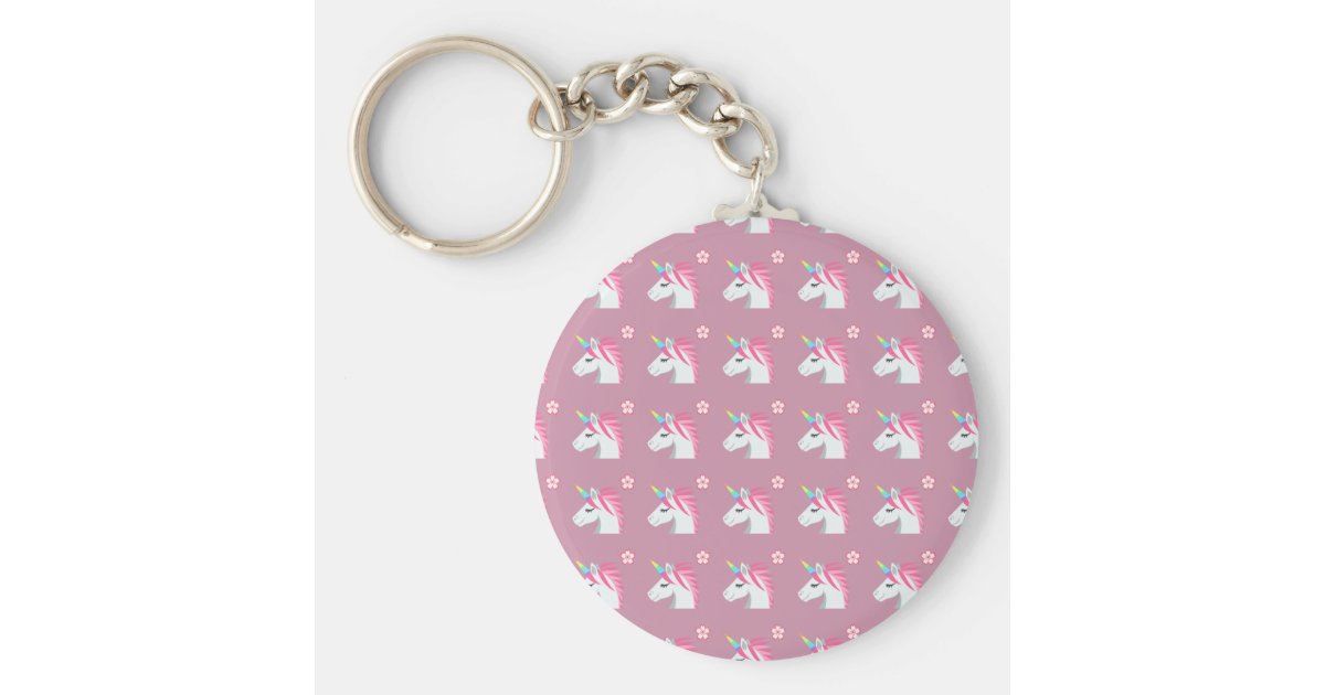 かわいガーリーいピンクの一角花絵文字 キーホルダー Zazzle Co Jp