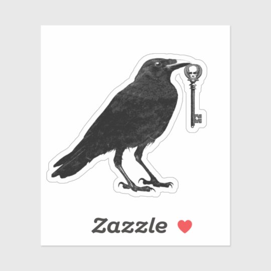 くちばしの合い鍵を持つ黒いカラス シール Zazzle Co Jp