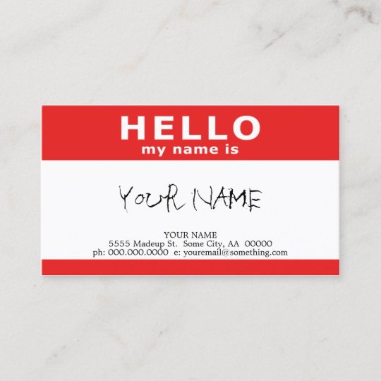 こんにちは私の名前は赤い名札です 名刺 Zazzle Co Jp