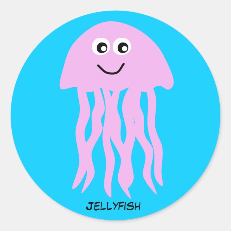 アニメのピンクのくらげ ラウンドシール Zazzle Co Jp