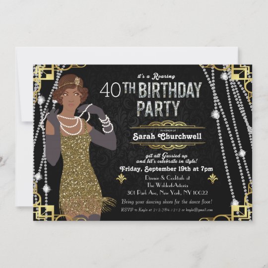 アフリカ系アメリカ人のフラッパーの女の子の誕生日の招待状 招待状 Zazzle Co Jp