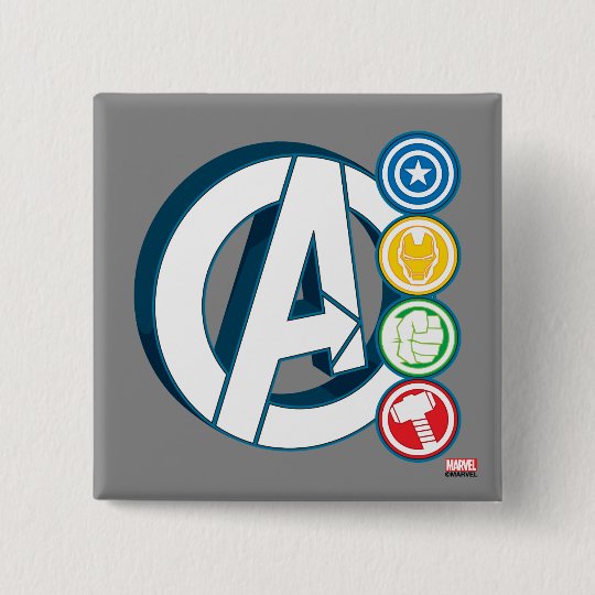 アベンジャーズキャラクターロゴ 缶バッジ Zazzle Co Jp