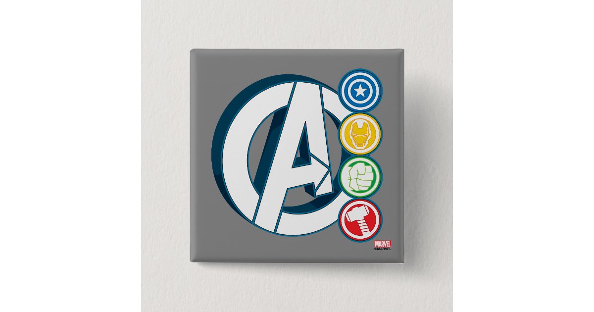 アベンジャーズキャラクターロゴ 缶バッジ Zazzle Co Jp