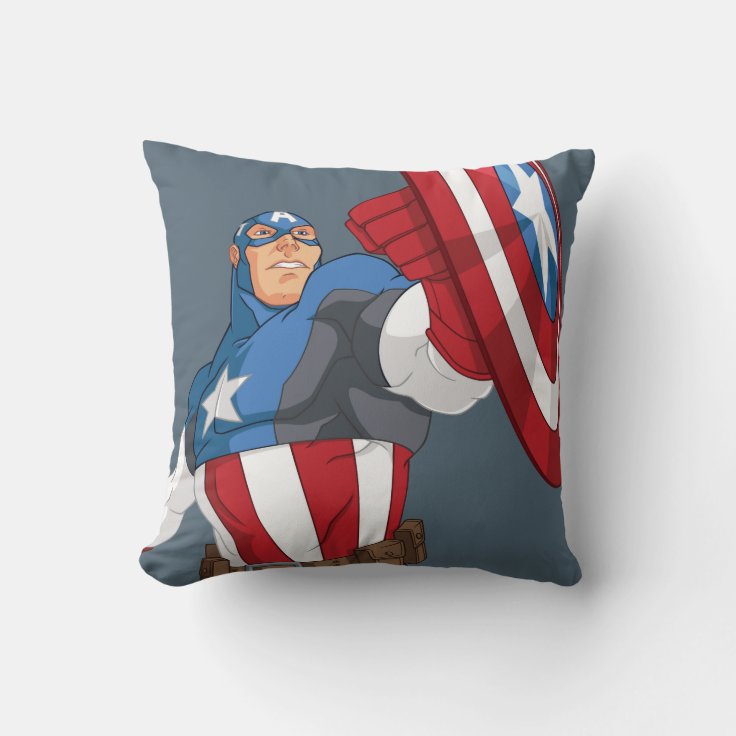 アベンジャーズ カートゥーン キャプテン アメリカ キャラクターポーズ クッション Zazzle Co Jp