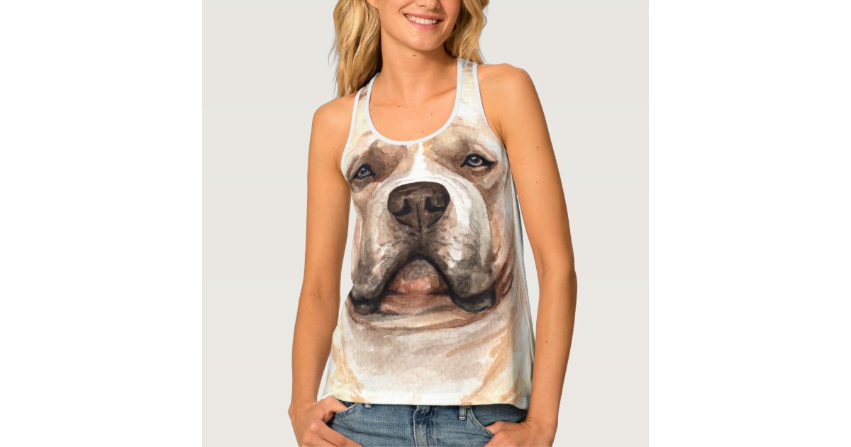 アメリカのいじめの犬の顔 水彩の木の絵 タンクトップ Zazzle Co Jp