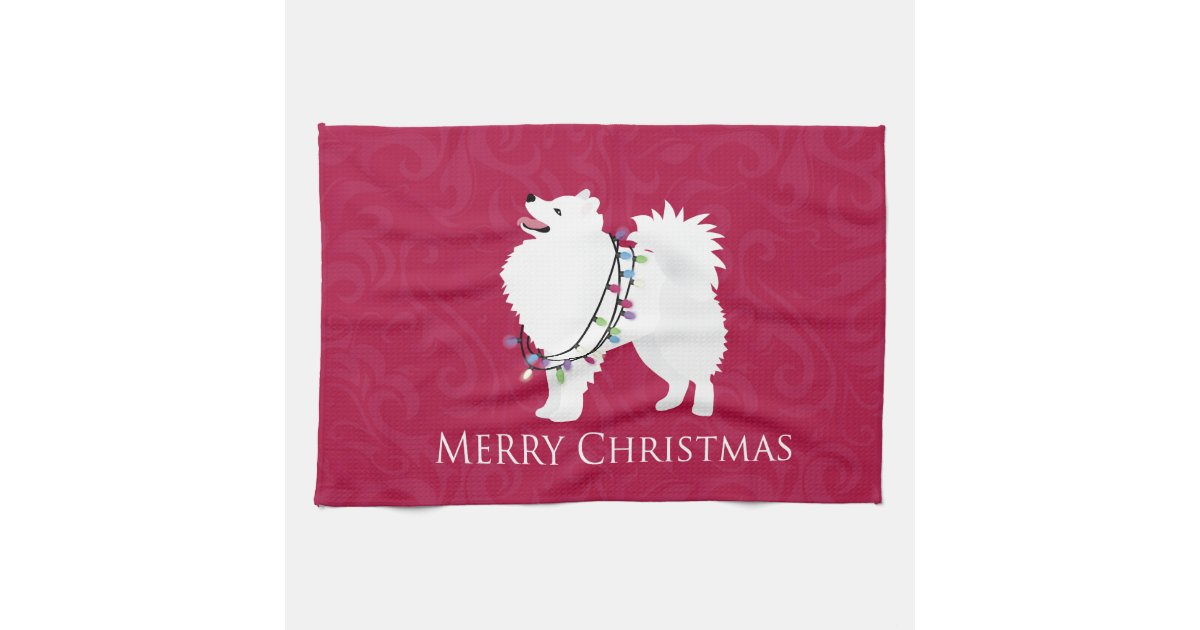 アメリカンエスキモドッグメリークリスマスデザイン キッチンタオル Zazzle Co Jp