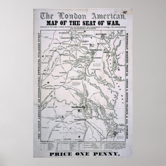 アメリカ南北戦争の地図 ポスター Zazzle Co Jp