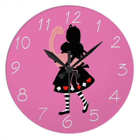 アリスおよびピンクのフラミンゴ ラージ壁時計 Zazzle Co Jp
