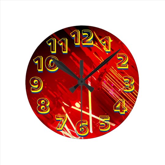 アリストラ電子サイバーパンクネオンファイアレッド ラウンド壁時計 Zazzle Co Jp