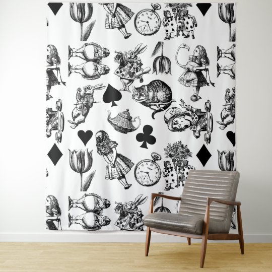 アリス白うさぎワンダーランドチェシャ猫 タペストリー Zazzle Co Jp