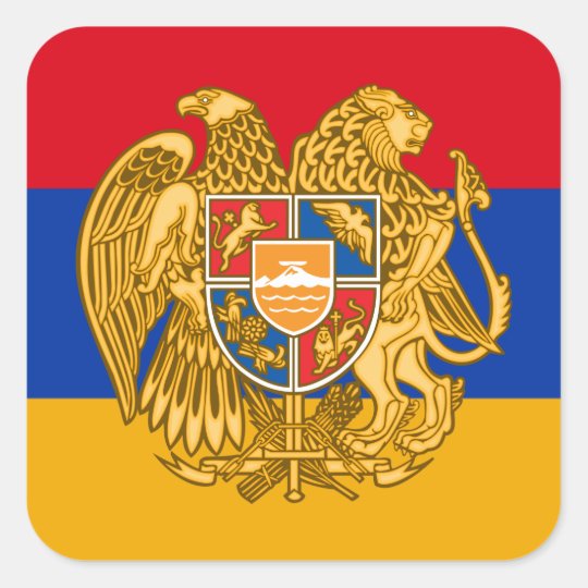 アルメニアの国旗と武器のコート アルメニアの国旗 スクエアシール Zazzle Co Jp
