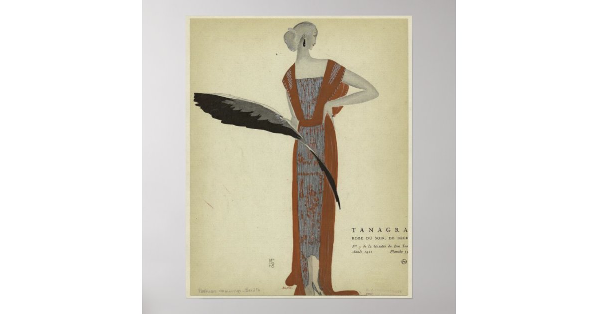 アールデコの年代のファッションの ばら色のdu Soir ポスター Zazzle Co Jp