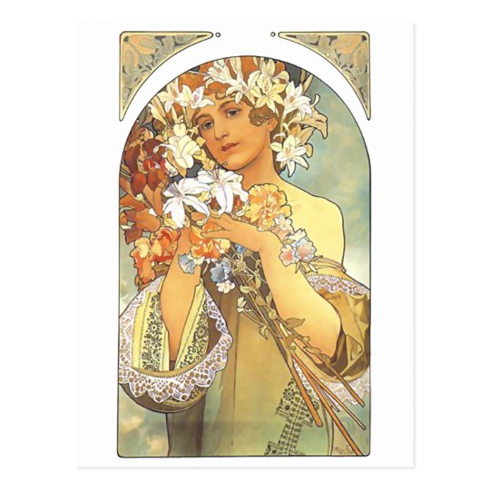 アールヌーボー アルフォンス島のミュシャ 花 ポストカード Zazzle Co Jp