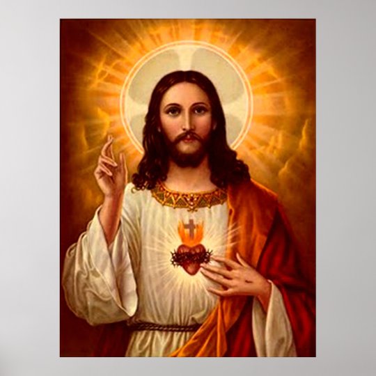 イエス キリストのイメージの美しい宗教神聖なハート ポスター Zazzle Co Jp