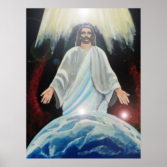 イエス キリストの世界のキリスト教の芸術の地球のライト ポスター Zazzle Co Jp
