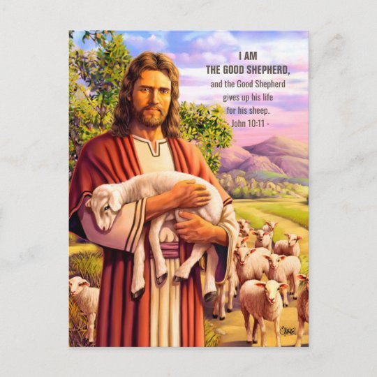 イエス キリストイースター郵便はがきを絵を描いているよい羊飼い シーズンポストカード Zazzle Co Jp