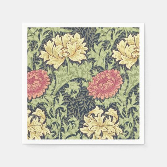 ウィリアム モリスの菊のヴィンテージの花柄の芸術 スタンダードカクテルナプキン Zazzle Co Jp