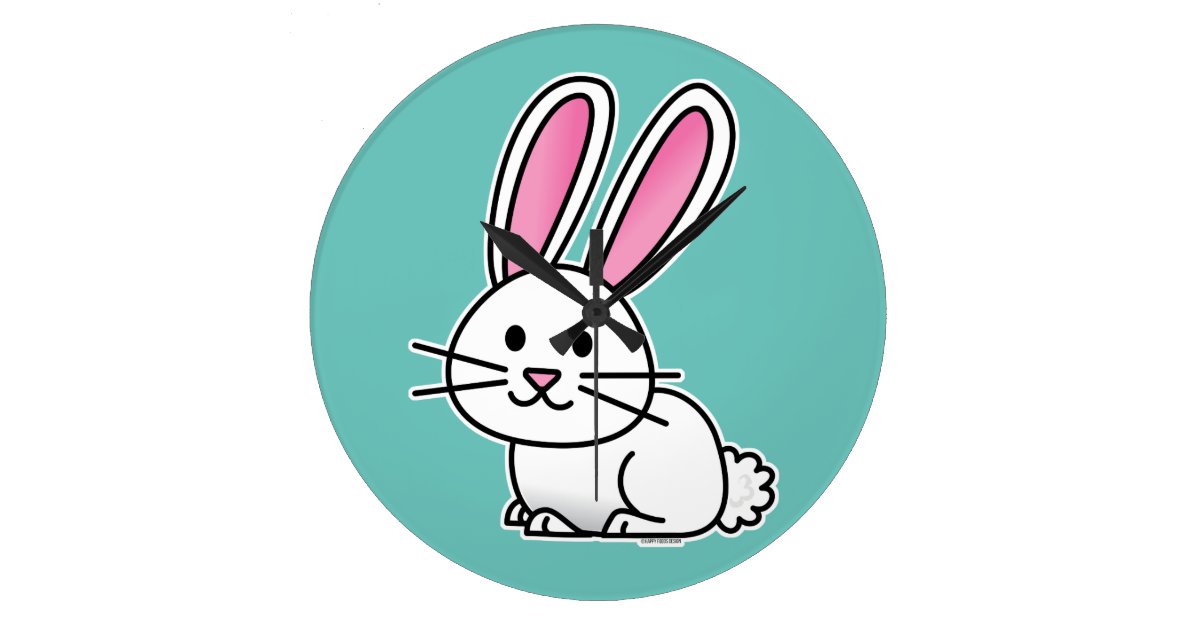 ウサギのバニーの幸運で白く柔らかい尾長い耳 ラージ壁時計 Zazzle Co Jp